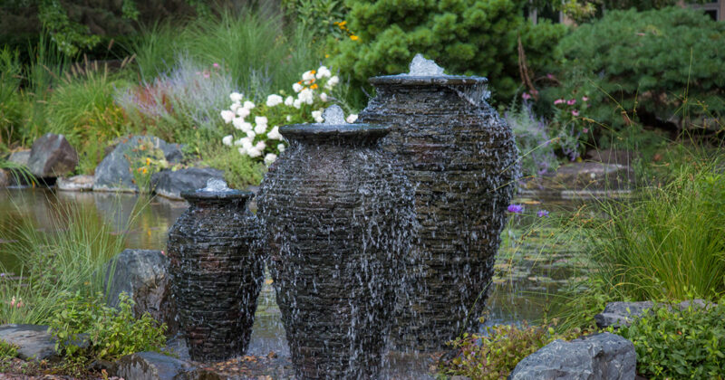 water features 3 stacked slate urns